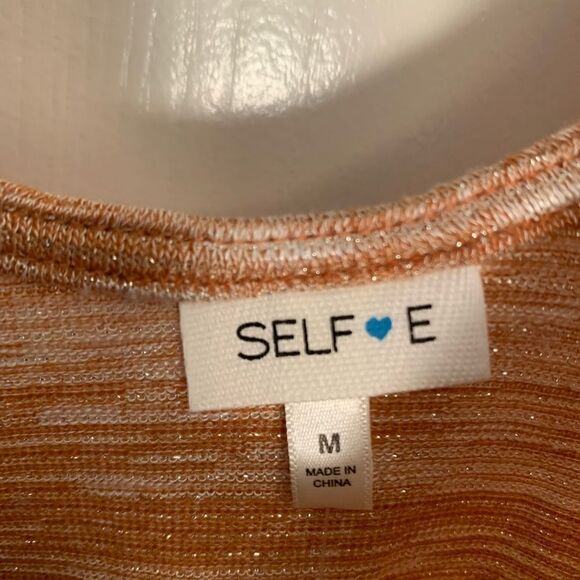 Self E EUC orange/cream metallic low back with gold chain long sleeve Size M - Picture 7 of 9